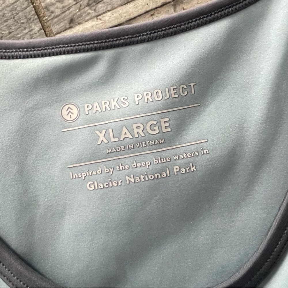 NWT PARKS PROJECT XL Matching Set Leggings & Sports Bra Blue Gray yoga hiker - Picture 3 of 6